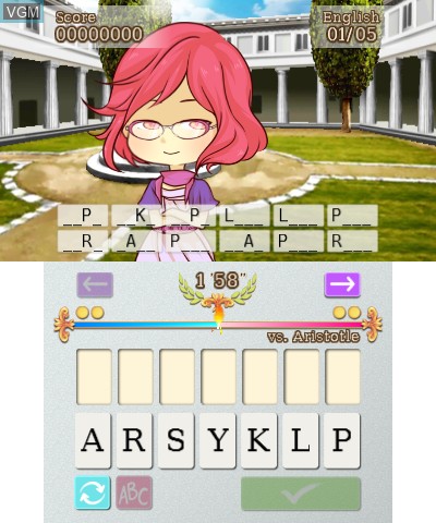 In-game screen of the game WordsUp Academy on Nintendo 3DS