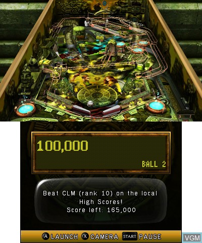 In-game screen of the game Zen Pinball 3D on Nintendo 3DS