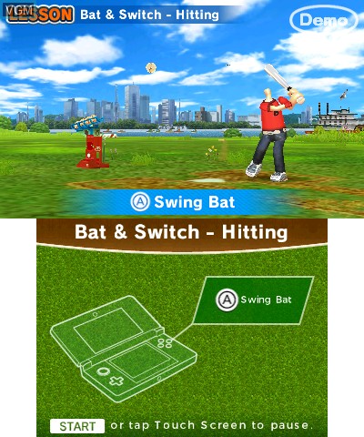 In-game screen of the game Rusty's Real Deal Baseball on Nintendo 3DS
