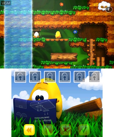 In-game screen of the game Toki Tori on Nintendo 3DS