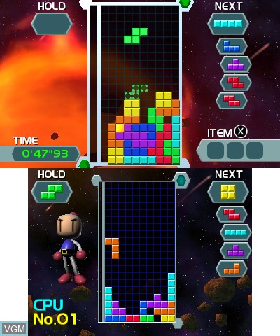 In-game screen of the game Tetris Axis on Nintendo 3DS
