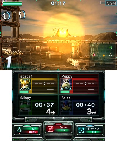 In-game screen of the game Star Fox 64 3D on Nintendo 3DS