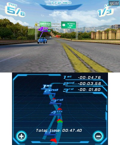 In-game screen of the game Asphalt 3D on Nintendo 3DS