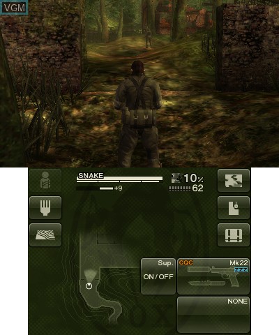 In-game screen of the game Metal Gear Solid - Snake Eater 3D on Nintendo 3DS