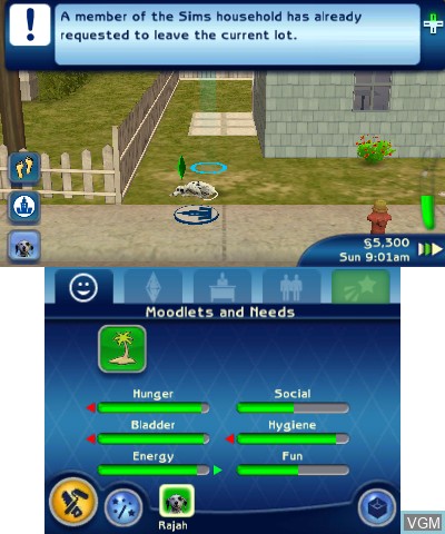 In-game screen of the game Sims 3, The - Pets on Nintendo 3DS