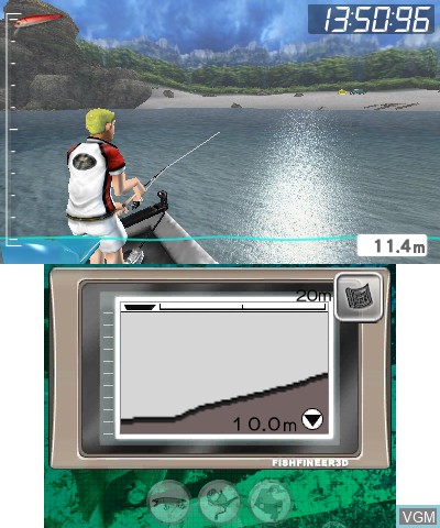 In-game screen of the game Angler's Club - Ultimate Bass Fishing 3D on Nintendo 3DS