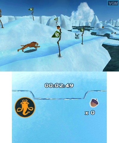 In-game screen of the game Ice Age 4 - Continental Drift - Arctic Games on Nintendo 3DS
