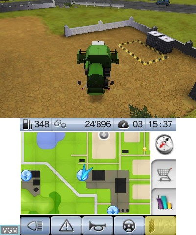 In-game screen of the game Farming Simulator 2012 3D on Nintendo 3DS