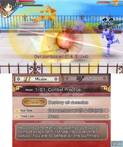 In-game screen of the game Senran Kagura Burst on Nintendo 3DS