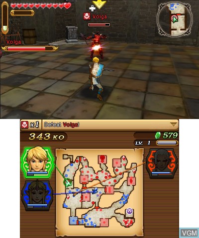 In-game screen of the game Hyrule Warriors Legends on Nintendo 3DS