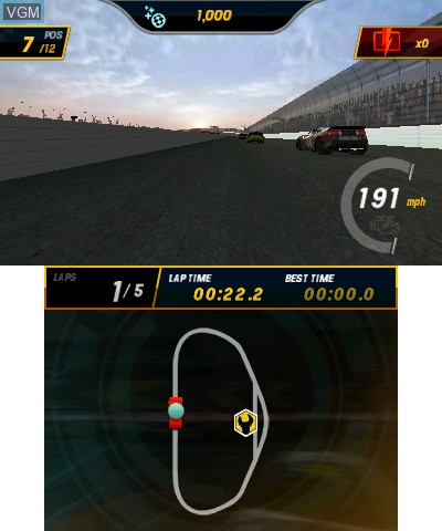 In-game screen of the game NASCAR Unleashed on Nintendo 3DS