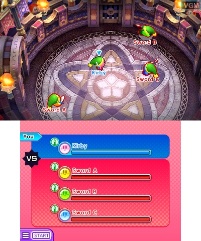 In-game screen of the game Kirby Battle Royale on Nintendo 3DS