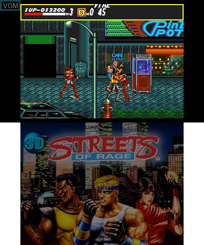 In-game screen of the game 3D Streets of Rage on Nintendo 3DS