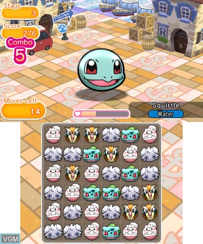 In-game screen of the game Pokemon Shuffle on Nintendo 3DS