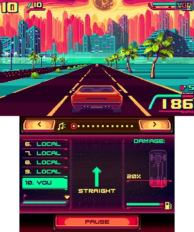In-game screen of the game 80's Overdrive on Nintendo 3DS