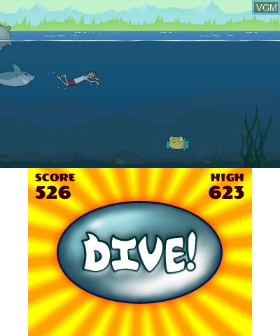 In-game screen of the game BearShark on Nintendo 3DS