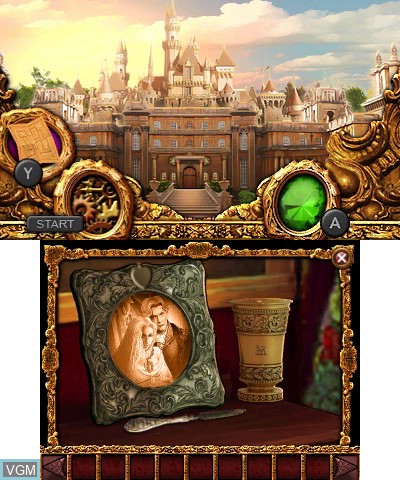 In-game screen of the game Mystery Murders - The Sleeping Palace on Nintendo 3DS