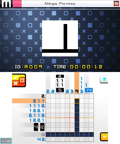 In-game screen of the game Picross e8 on Nintendo 3DS