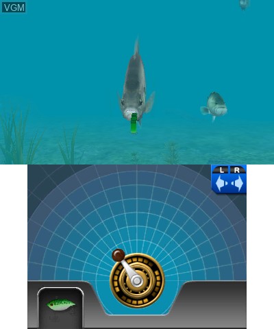 In-game screen of the game Reel Fishing Paradise 3D Mini on Nintendo 3DS