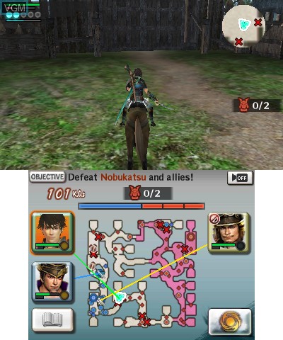In-game screen of the game Samurai Warriors Chronicles 3 on Nintendo 3DS