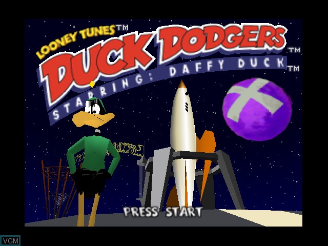 Title screen of the game Daffy Duck Starring as Duck Dodgers on Nintendo 64