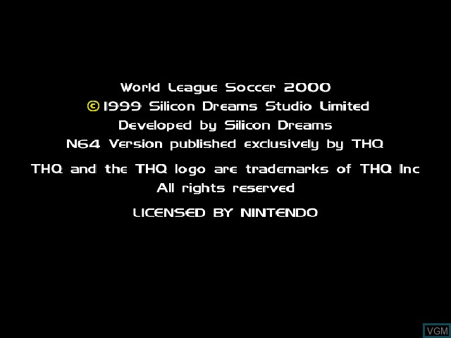 Title screen of the game RTL WLS 2000 on Nintendo 64