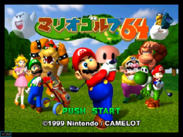 Title screen of the game Mario Golf 64 on Nintendo 64