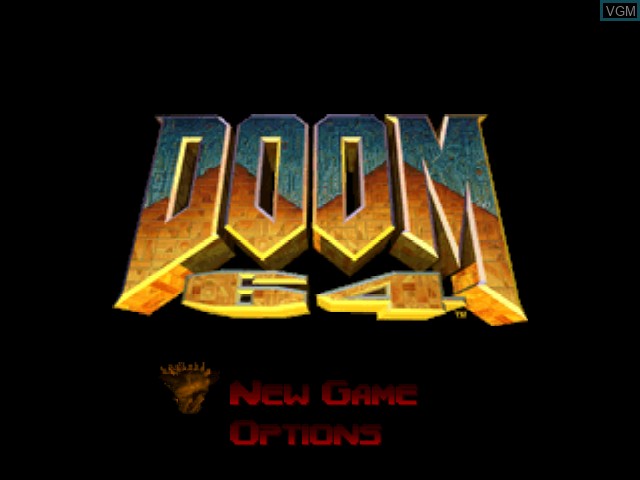 Title screen of the game DOOM 64 on Nintendo 64