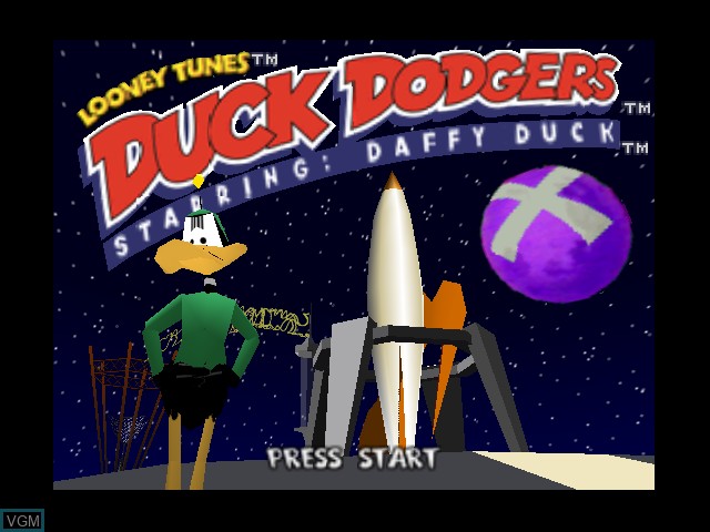 Title screen of the game Looney Tunes Duck Dodgers Starring Daffy Duck on Nintendo 64