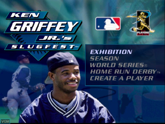 Title screen of the game Ken Griffey Jr.'s Slugfest on Nintendo 64