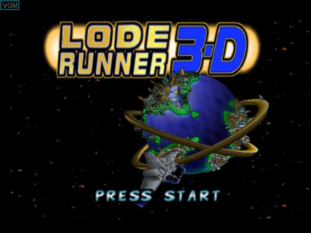 Title screen of the game Lode Runner 3-D on Nintendo 64