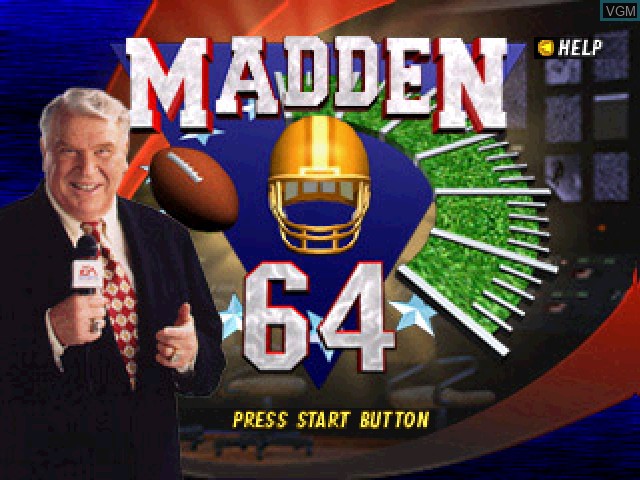 Title screen of the game Madden Football 64 on Nintendo 64