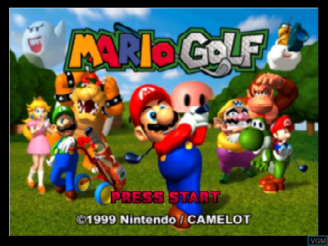 Title screen of the game Mario Golf on Nintendo 64