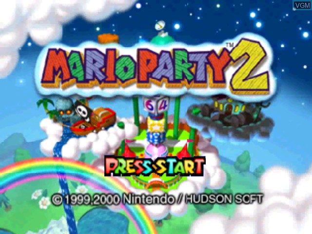 Title screen of the game Mario Party 2 on Nintendo 64