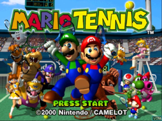 Title screen of the game Mario Tennis on Nintendo 64