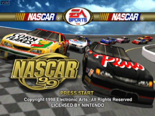 Title screen of the game NASCAR 99 on Nintendo 64