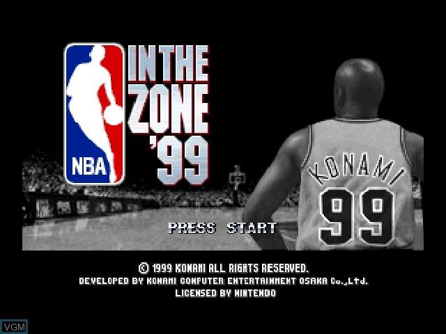 Title screen of the game NBA In The Zone '99 on Nintendo 64