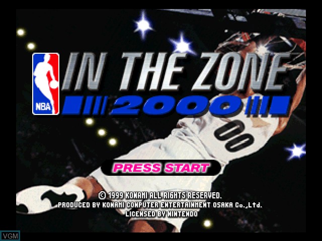 Title screen of the game NBA In The Zone 2000 on Nintendo 64