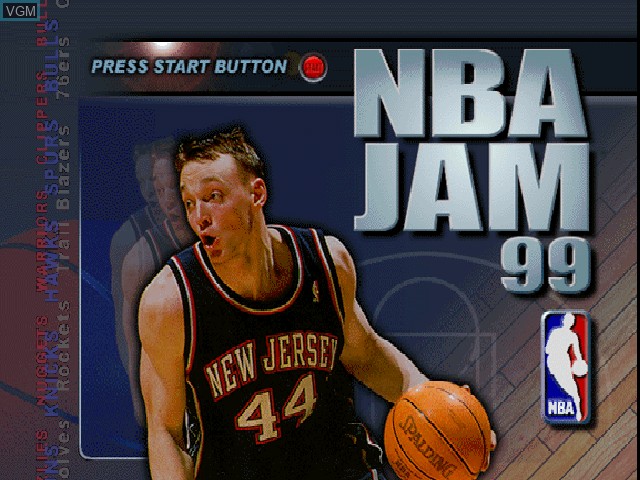 Title screen of the game NBA Jam 99 on Nintendo 64