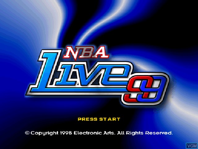Title screen of the game NBA Live 99 on Nintendo 64