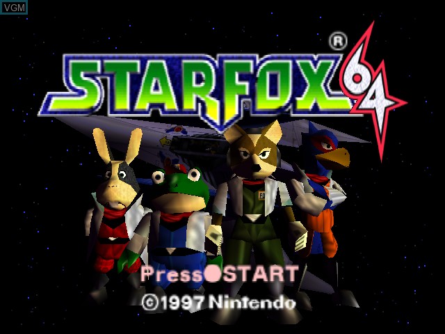 Title screen of the game Star Fox 64 on Nintendo 64