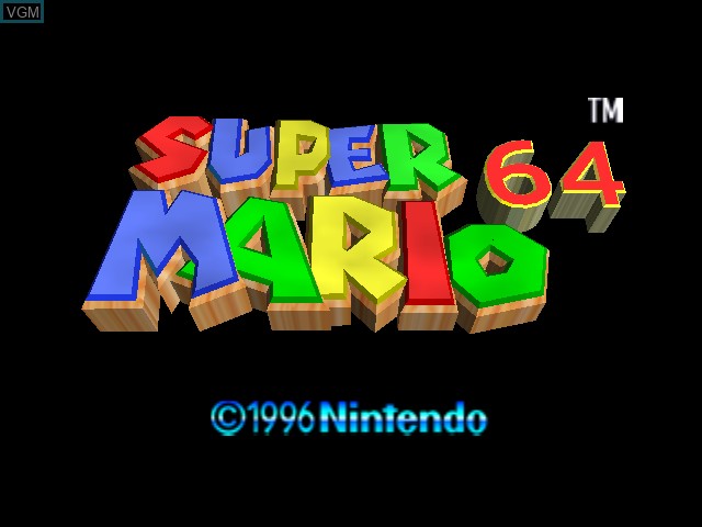 Title screen of the game Super Mario 64 on Nintendo 64