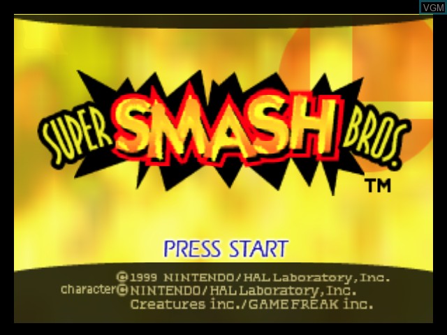 Title screen of the game Super Smash Bros. on Nintendo 64
