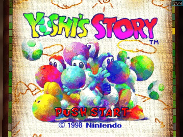 Title screen of the game Yoshi's Story on Nintendo 64
