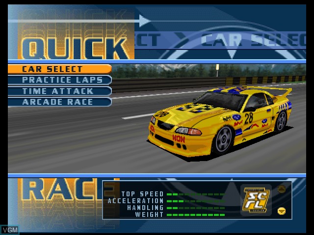 Menu screen of the game World Driver Championship on Nintendo 64