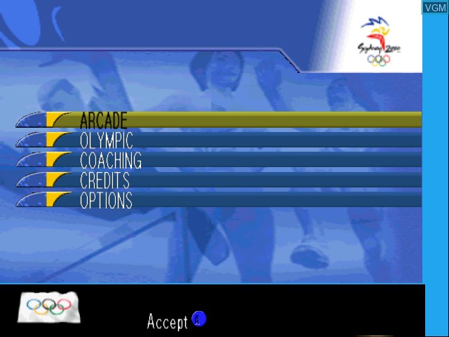 Menu screen of the game Sydney 2000 on Nintendo 64
