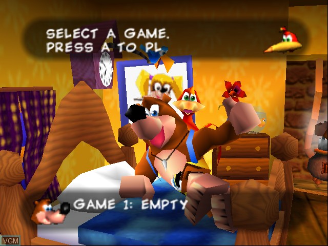 Menu screen of the game Banjo-Kazooie on Nintendo 64