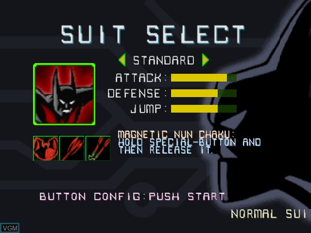 Menu screen of the game Batman of the Future - Return of the Joker on Nintendo 64