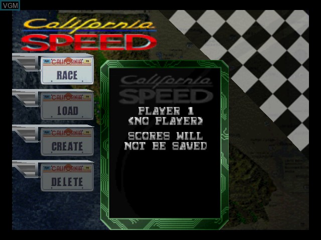 Menu screen of the game California Speed on Nintendo 64