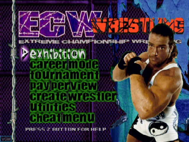 Menu screen of the game ECW Hardcore Revolution on Nintendo 64